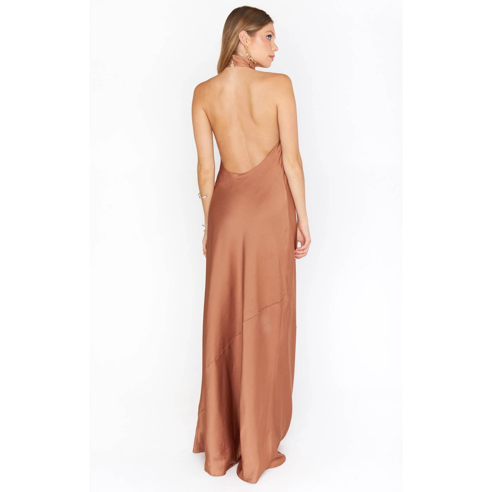 Show Me Your Mumu Jasmine Halter Maxi Dress in Copper Luxe Satin L NWT - Picture 10 of 10